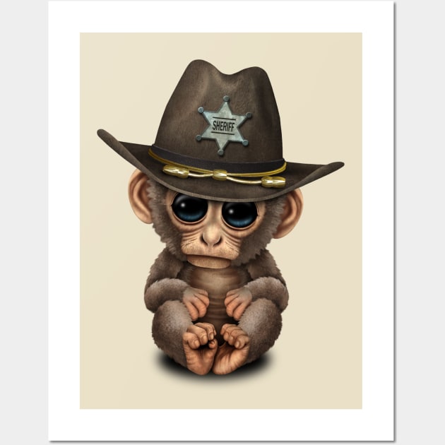 Cute Baby Monkey Sheriff Wall Art by jeffbartels